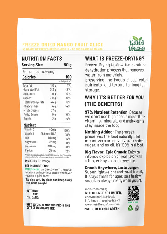 Nutrition label and product information