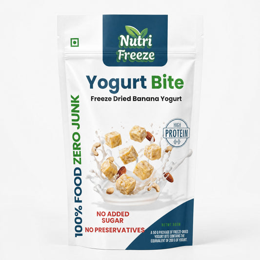 NutriFreeze Yogurt Bite – Freeze Dried Banana Yogurt with No Added Sugar and No Preservatives, High Protein Snack, 50g Pack